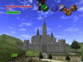 Hier zien we Link naar Hyrule Castle... vliegen? Oké...